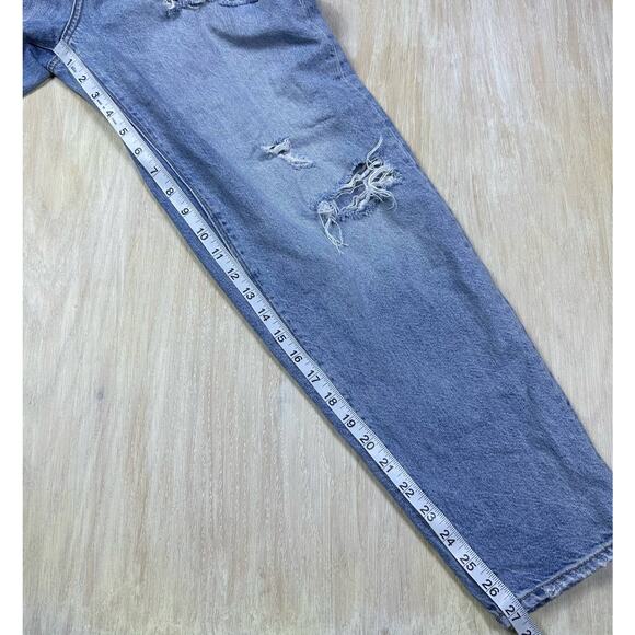 American Eagle Relaxed High Rise Mom Jean Distressed Destroyed Ripped Jeans 4 - Picture 15 of 15